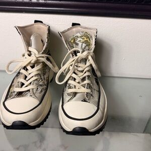 Converse Cream and Black platform shoes